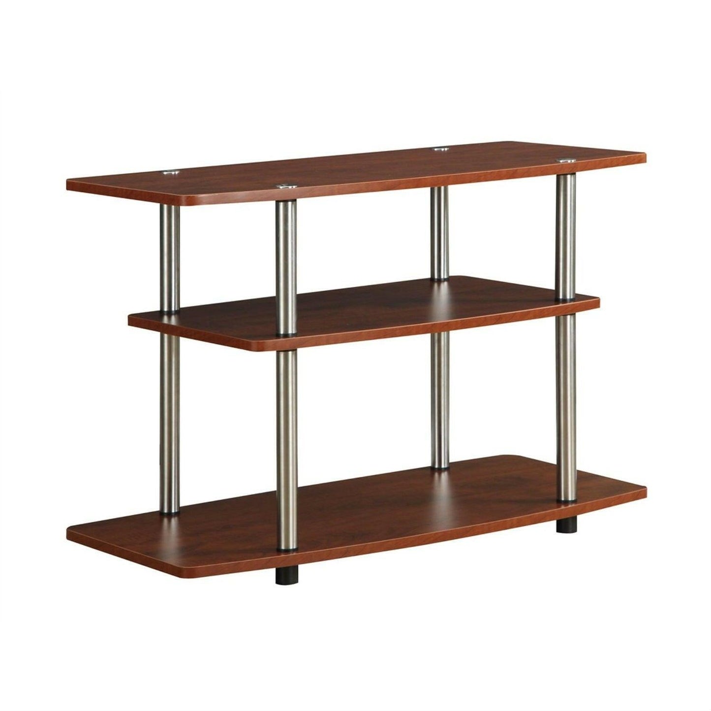 Modern Wood and Metal TV Stand in Cherry Brown Finish - FurniFindUSA