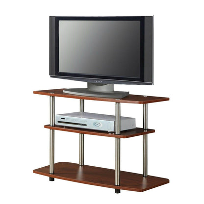 Modern Wood and Metal TV Stand in Cherry Brown Finish - FurniFindUSA