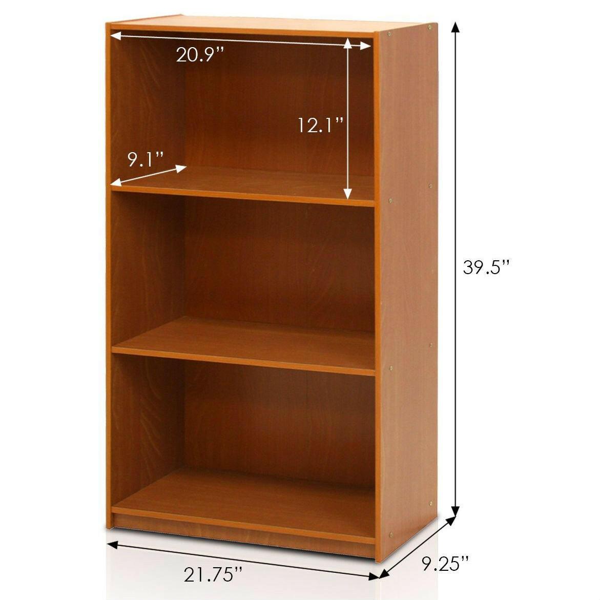 Modern 3-Shelf Bookcase in Light Cherry Wood Finish - FurniFindUSA