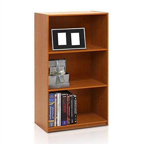 Modern 3-Shelf Bookcase in Light Cherry Wood Finish - FurniFindUSA