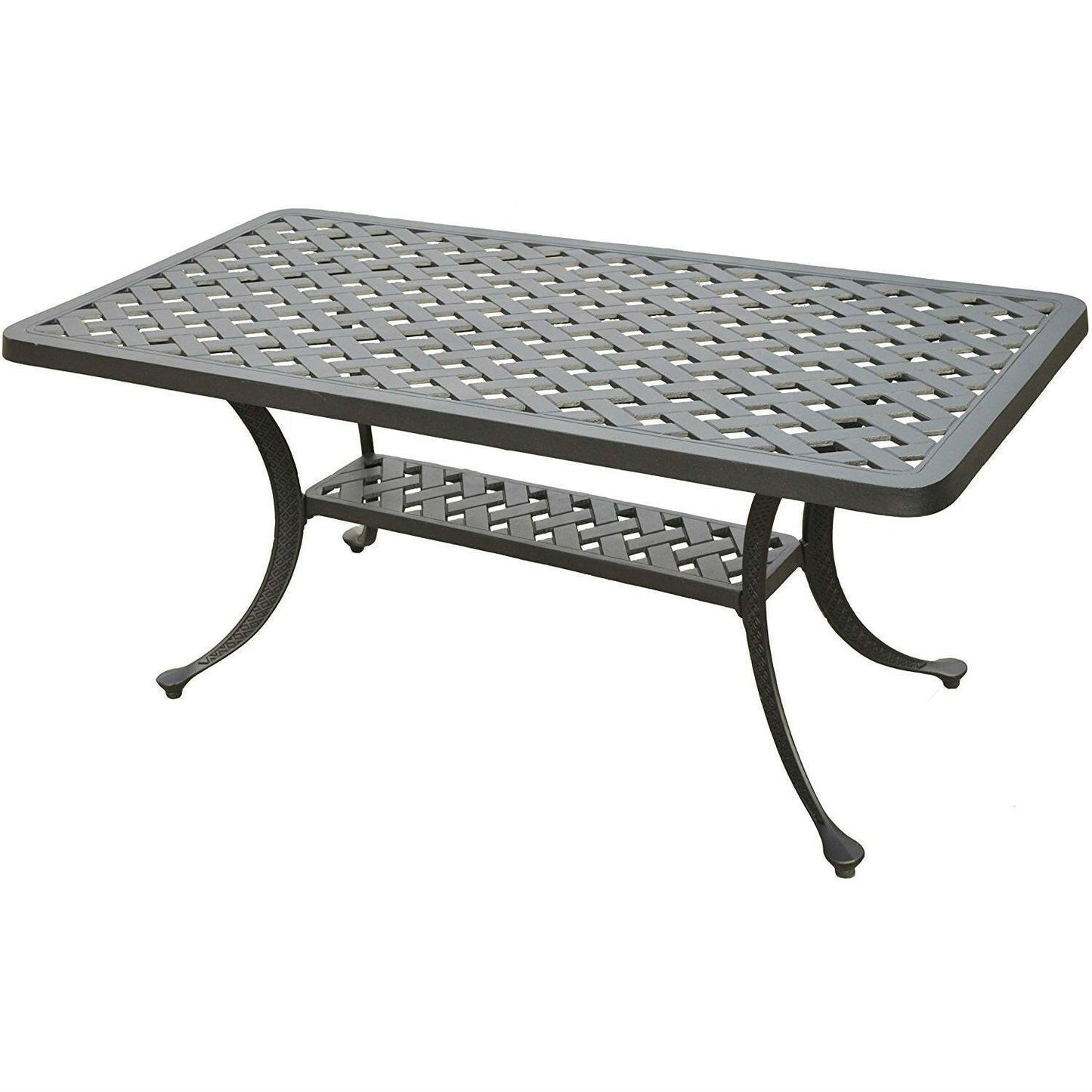 Solid Cast Aluminum 21 x 42 inch Outdoor Patio Dining Cocktail Table - Charcoal - FurniFindUSA