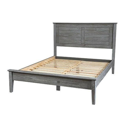 Contemporary Grey Solid Pine Platform Bed in Queen Size - FurniFindUSA