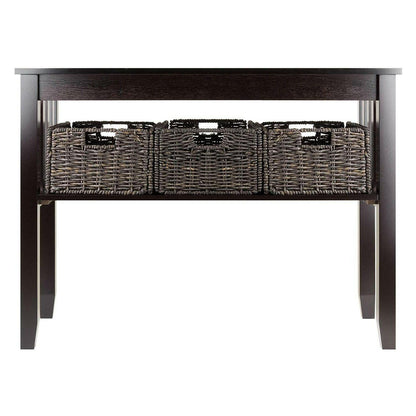 Espresso 2 Tier Entryway Hall Console Table with 3 Storage Baskets - FurniFindUSA