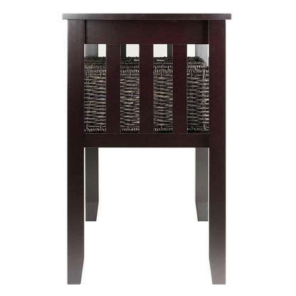 Espresso 2 Tier Entryway Hall Console Table with 3 Storage Baskets - FurniFindUSA