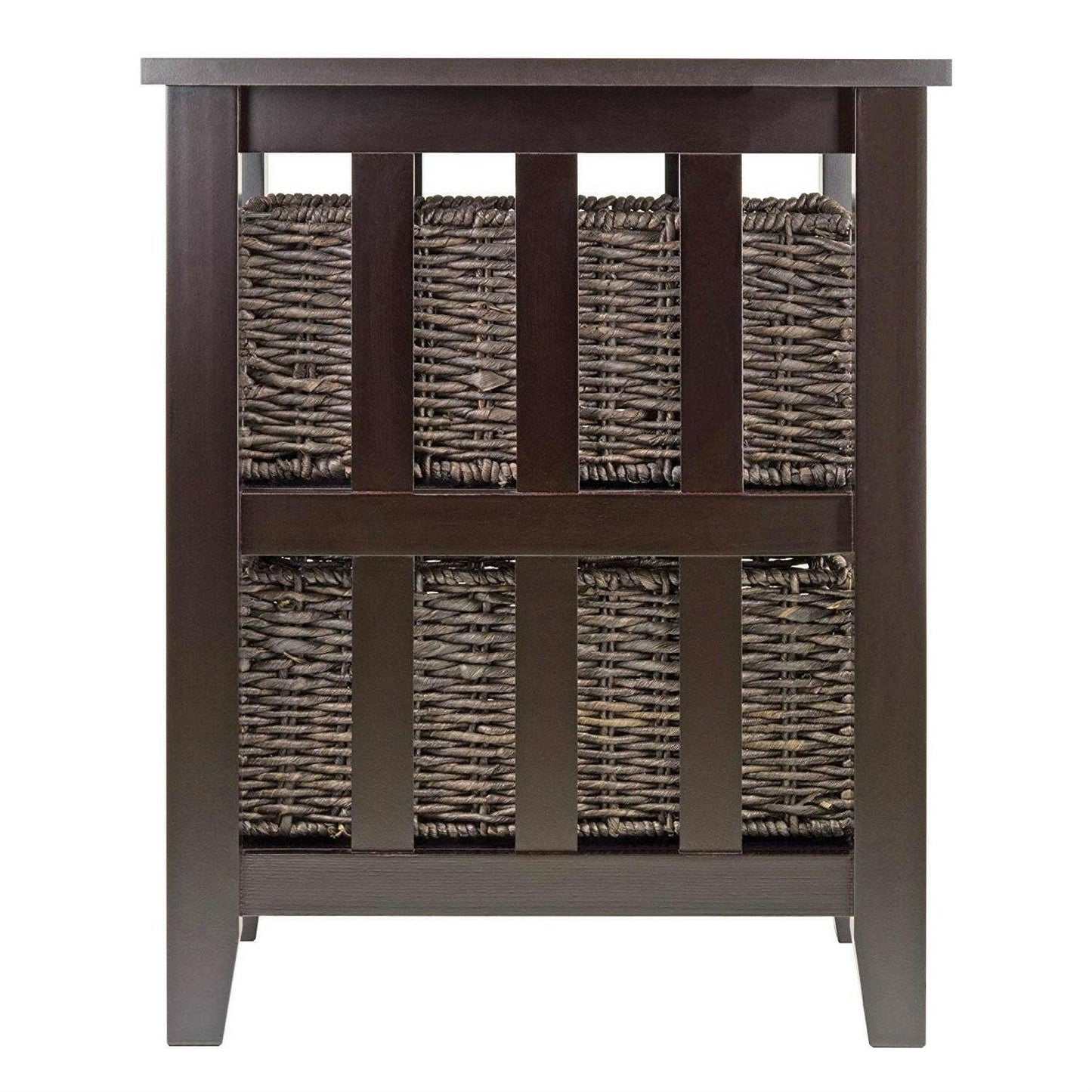 Espresso 3 Tier Bookcase Shelf Accent Table with 2 Small Storage Baskets - FurniFindUSA