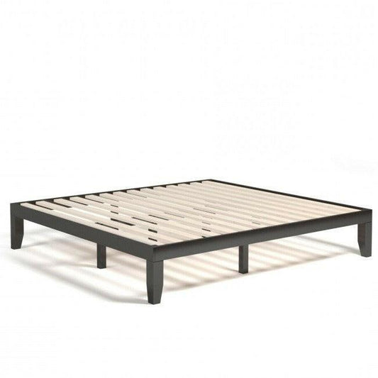 14 Inch Modern Rubberwood Chocolate Platform Bed in King Size - FurniFindUSA