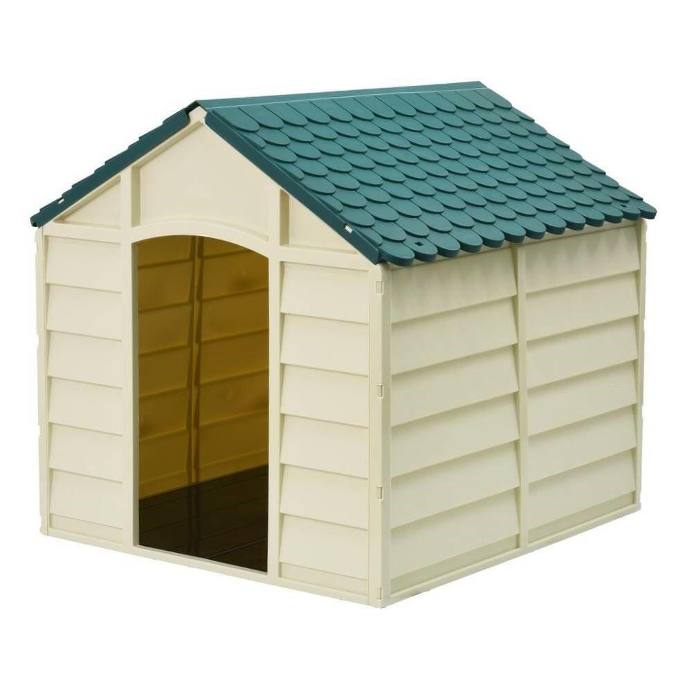 Large Heavy Duty Outdoor Waterproof Dog House in Beige Polypropylene - FurniFindUSA