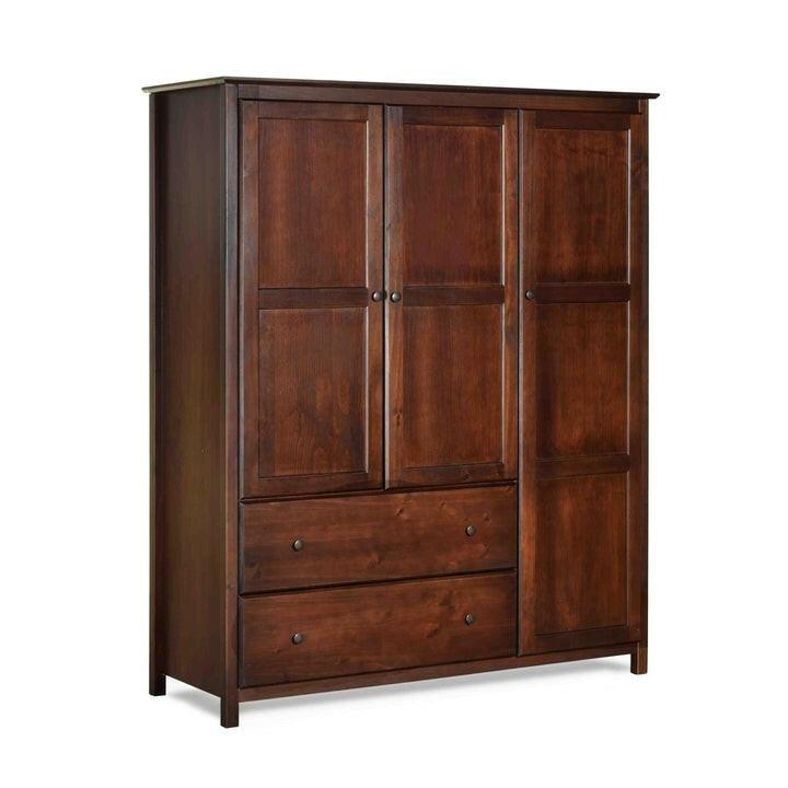 Cherry Wood Finish Bedroom Wardrobe Armoire Cabinet Closet - FurniFindUSA