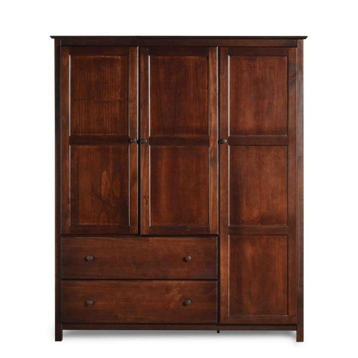 Cherry Wood Finish Bedroom Wardrobe Armoire Cabinet Closet - FurniFindUSA