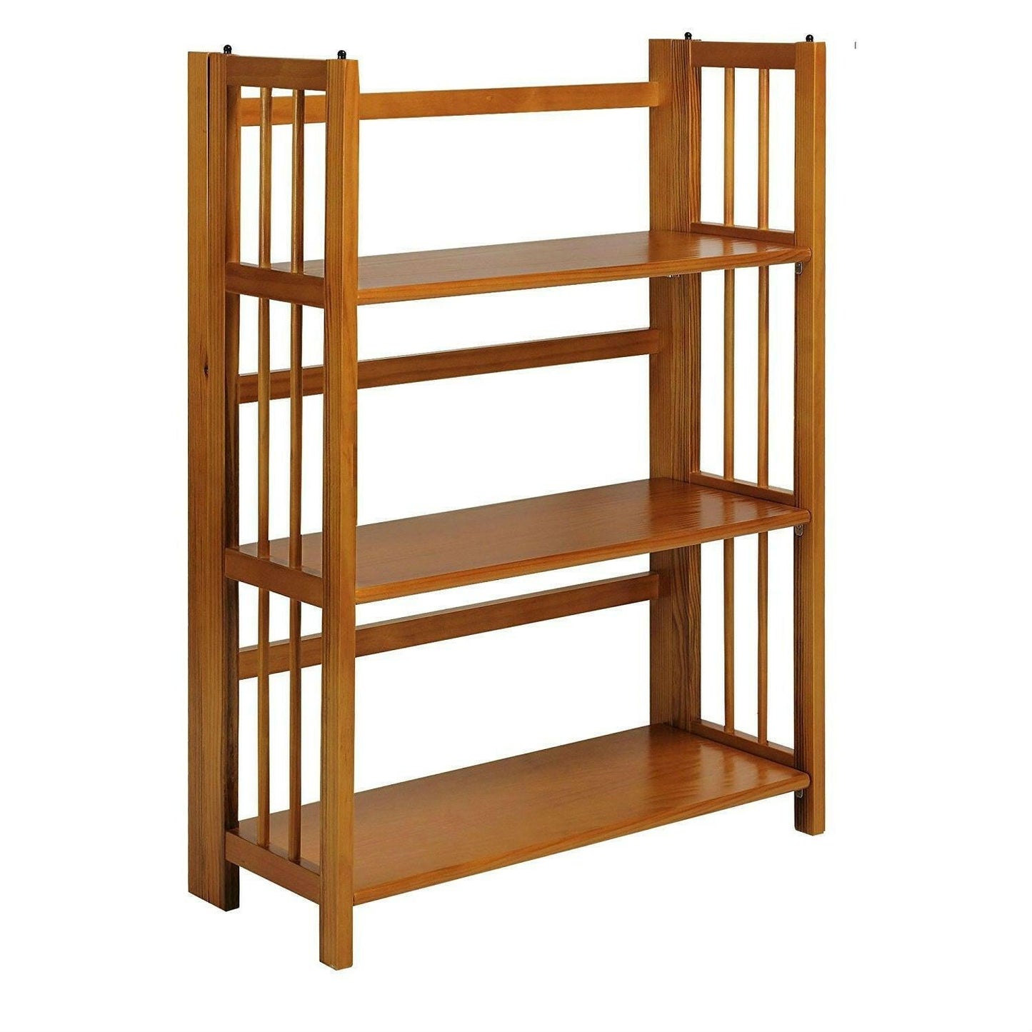 3-Shelf Folding Storage Shelves Bookcase in Honey Oak Finish - FurniFindUSA