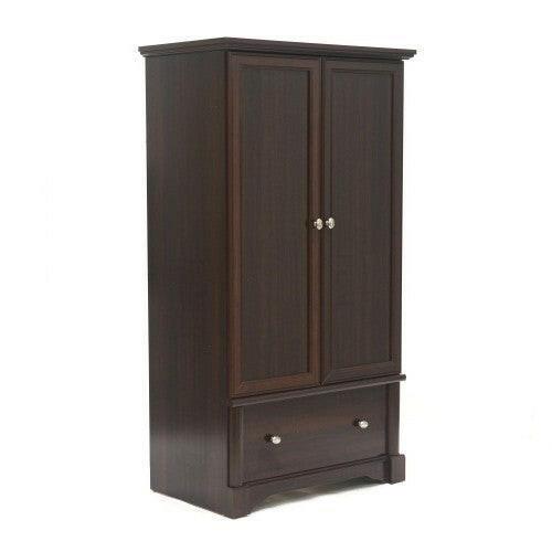 Rustic Cherry Drawer and Garment Rod Wardrobe Armoire - FurniFindUSA