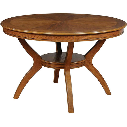 Modern 48-inch Round Dining Table in Medium Walnut Wood Finish - FurniFindUSA