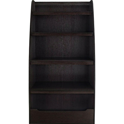 Kids 4-Shelf Bookcase in Espresso Wood Finish Childs Bedroom - FurniFindUSA