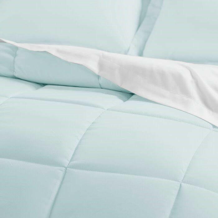 CAL King Microfiber 6-Piece Reversible Bed-in-a-Bag Comforter Set in Aqua Blue - FurniFindUSA