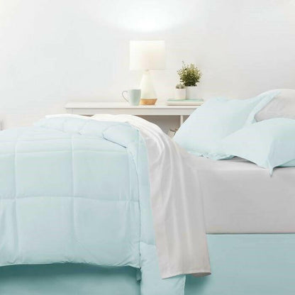 CAL King Microfiber 6-Piece Reversible Bed-in-a-Bag Comforter Set in Aqua Blue - FurniFindUSA