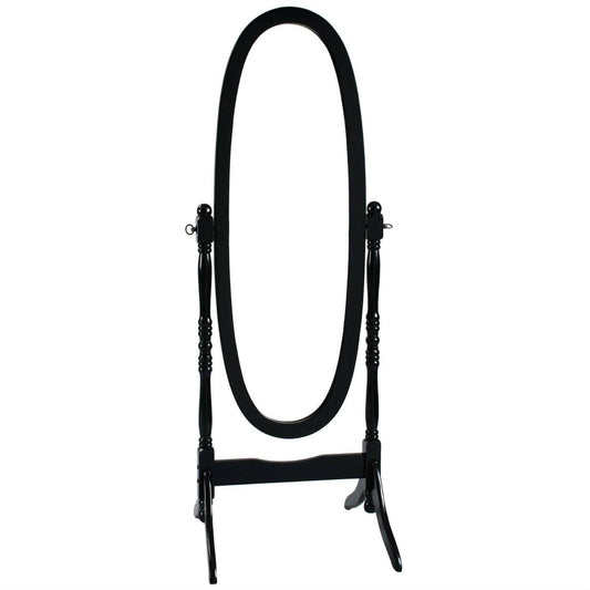 Black Oval Cheval Mirror Freestanding Floor Mirror - FurniFindUSA