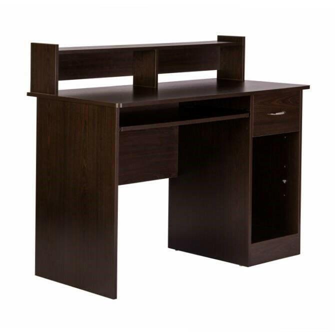 Contemporary Home Office Computer Desk in Espresso Wood Finish - FurniFindUSA