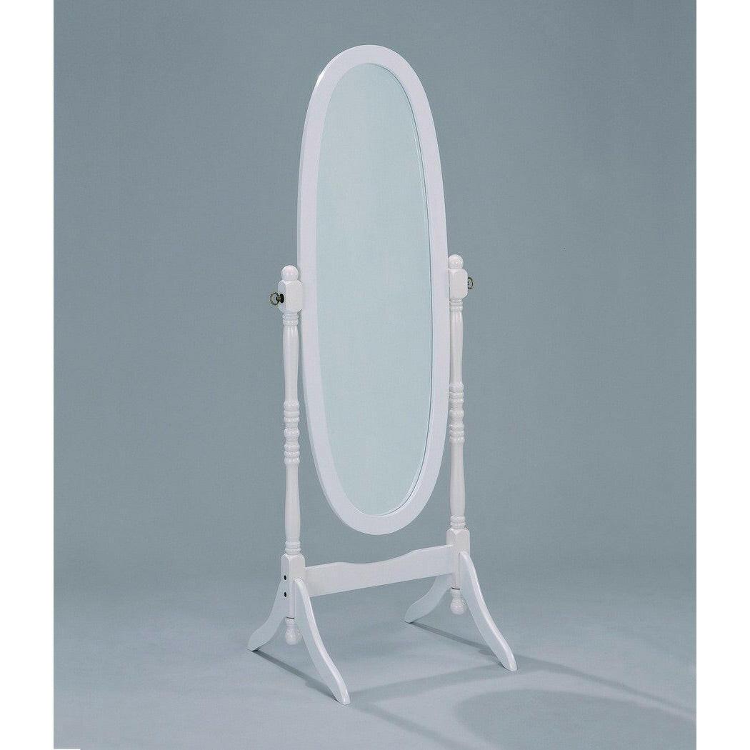 Oval Cheval Floor Mirror in White Finish - FurniFindUSA
