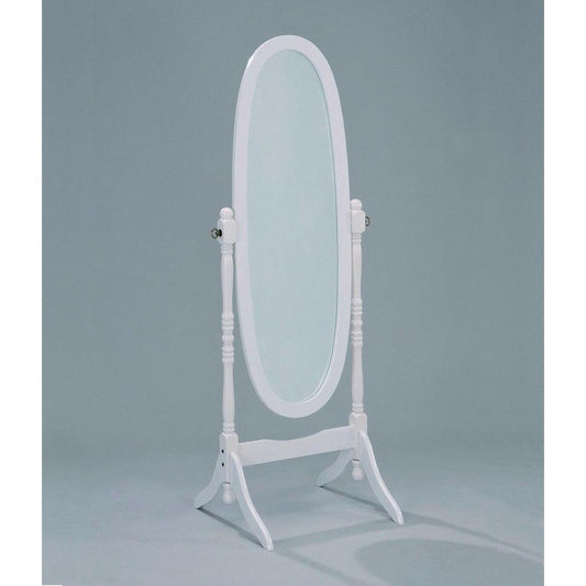 Oval Cheval Floor Mirror in White Finish - FurniFindUSA