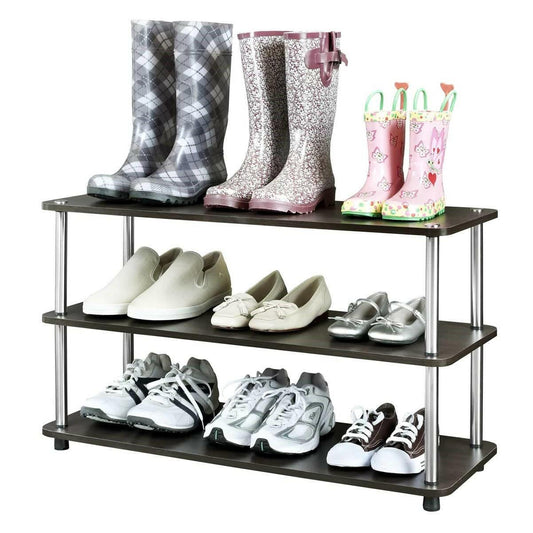 Espresso 3-Shelf Modern Shoe Rack - Holds up to 12 Pair of Shoes - FurniFindUSA