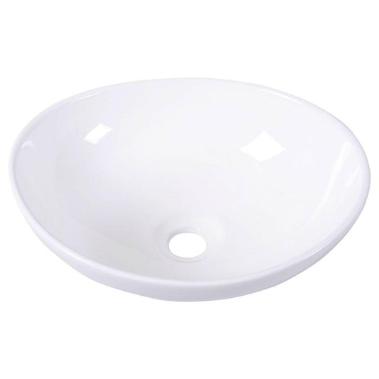 Contemporary Oval Basin Round Vessel Bathroom Sink in White - FurniFindUSA