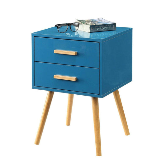 Modern Classic Mid-Century Style End Table Nightstand in Blue Finish - FurniFindUSA