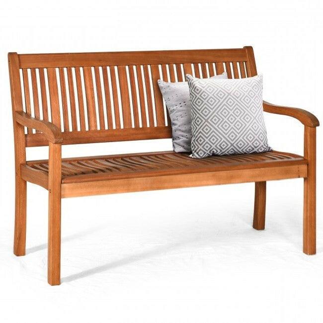 FarmHome Slatted 2 Seater Garden Eucalyptus Bench - FurniFindUSA