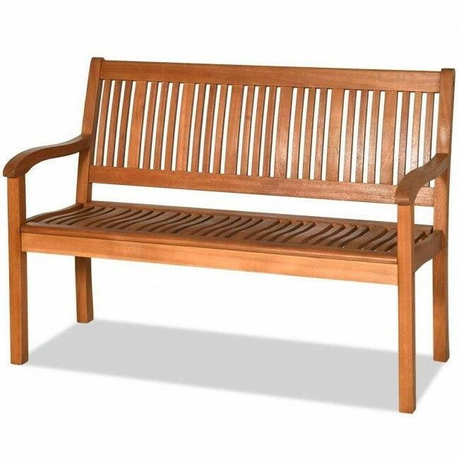 FarmHome Slatted 2 Seater Garden Eucalyptus Bench - FurniFindUSA