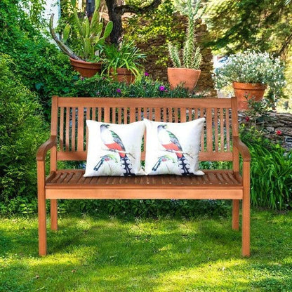 FarmHome Slatted 2 Seater Garden Eucalyptus Bench - FurniFindUSA