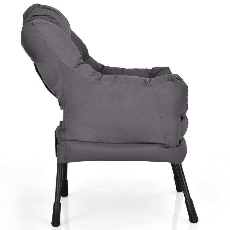 Upholstered Modern Cushioned Accent Chair with Side Pocket in Grey - FurniFindUSA