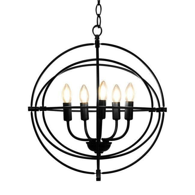 5 Light Brass Rustic Industrial Rotating Metal Chandelier - FurniFindUSA