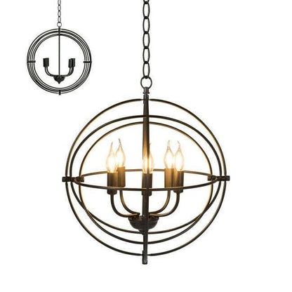 5 Light Brass Rustic Industrial Rotating Metal Chandelier - FurniFindUSA