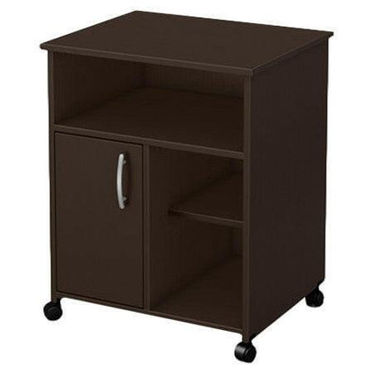 Contemporary Printer Stand Cart with Storage Shelves in Chocolate - FurniFindUSA