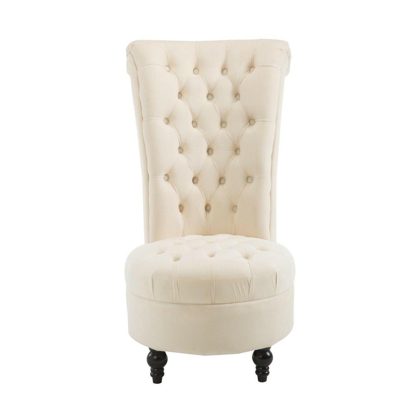 Cream Tufted High Back Plush Velvet Upholstered Accent Low Profile Chair - FurniFindUSA