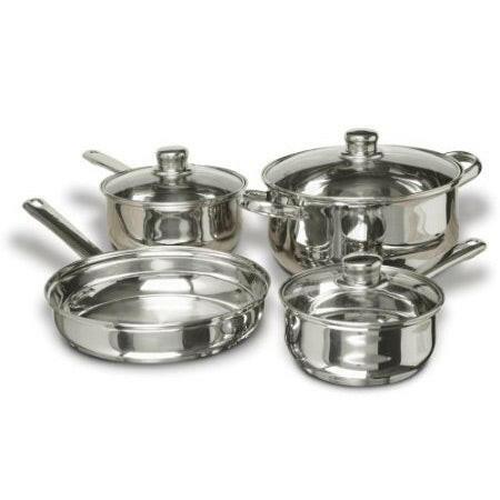 7-Piece Stainless Steel Cookware Set with Tempered Glass Lids - FurniFindUSA