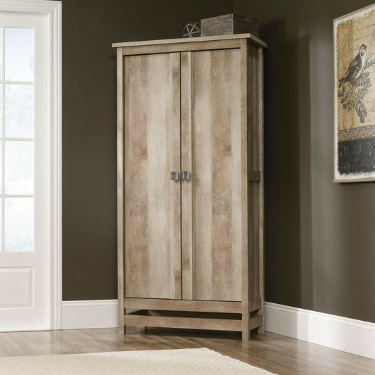 Cottage Style Wardrobe Armoire Storage Cabinet in Light Oak Wood Finish - FurniFindUSA