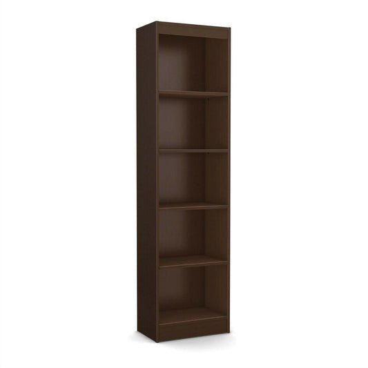 Chocolate Brown Wood Finish 71-inch Tall 5-Shelf Bookcase - FurniFindUSA