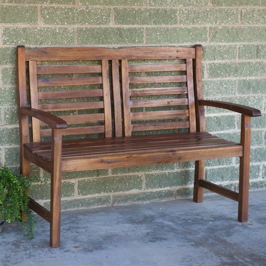 Contemporary Outdoor 2-Seat Garden Bench with Weather Resistant Wood Finish - FurniFindUSA