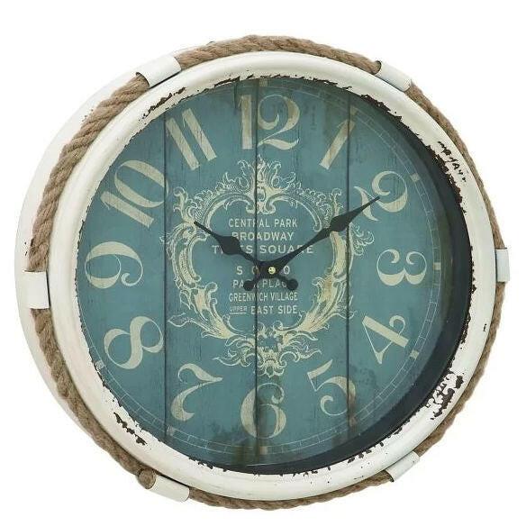 17-inch Nautical Blue Vintage Style Wall Clock - FurniFindUSA