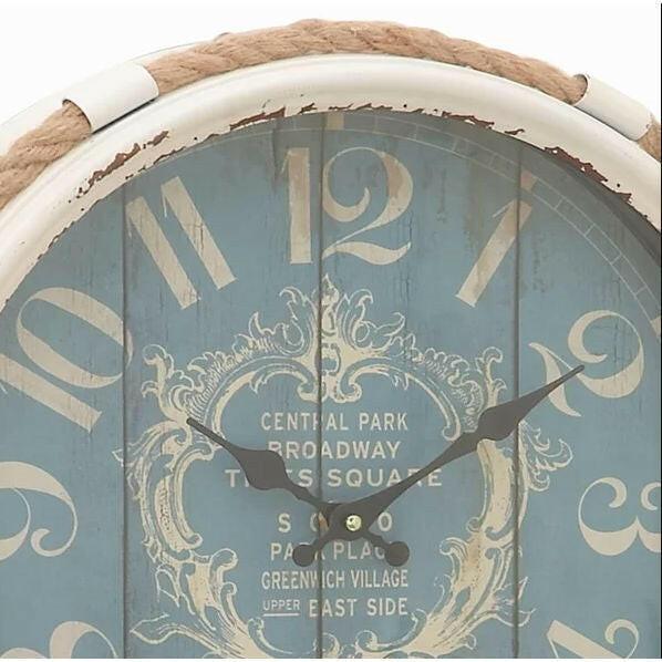 17-inch Nautical Blue Vintage Style Wall Clock - FurniFindUSA