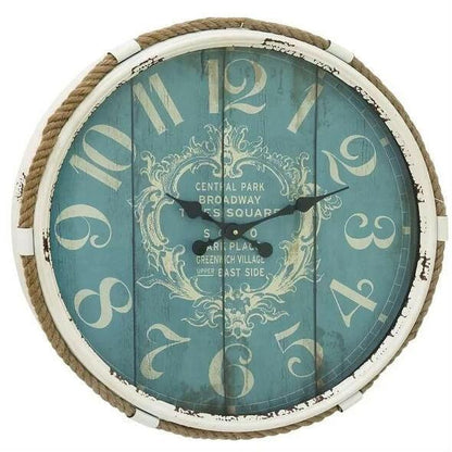 Vintage Style 25-inch Nautical Blue Wall Clock - FurniFindUSA