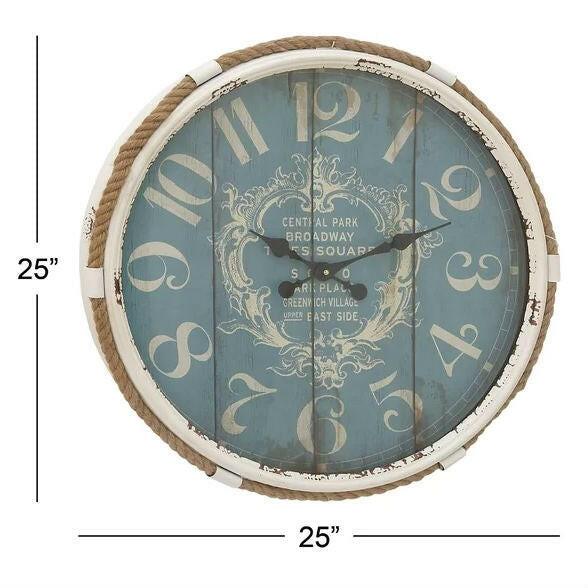 Vintage Style 25-inch Nautical Blue Wall Clock - FurniFindUSA