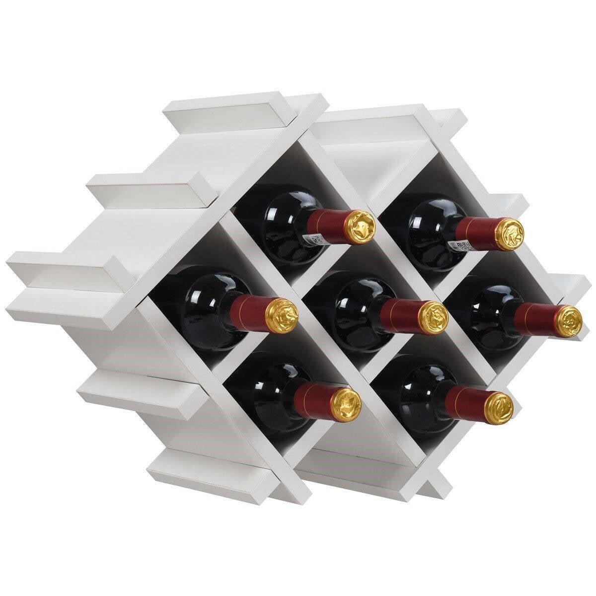 White 5-Piece Wall Mounted Wine Rack Set with Storage Shelves - FurniFindUSA