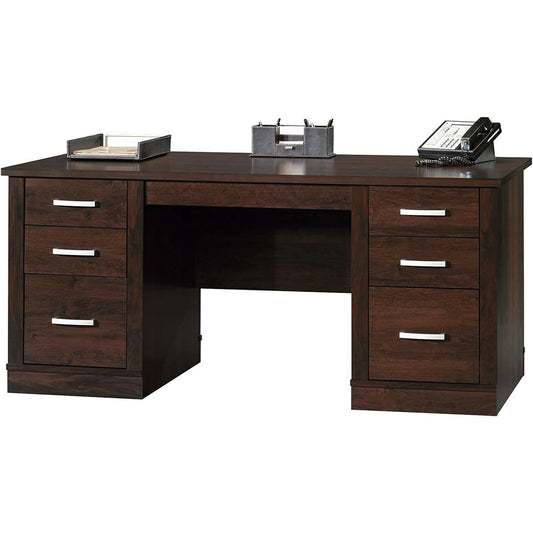 Dark Espresso Executive Computer Desk w/ Filing Cabinets Storage - FurniFindUSA