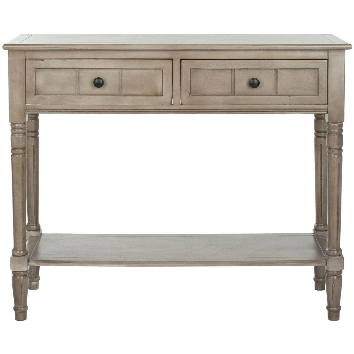 Console Accent Table Traditional Style Sofa Table in Distressed Cream - FurniFindUSA