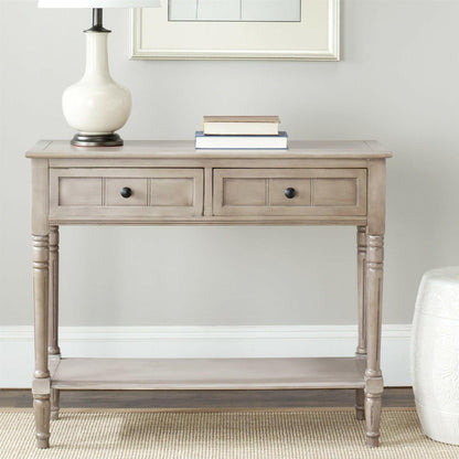 Console Accent Table Traditional Style Sofa Table in Distressed Cream - FurniFindUSA