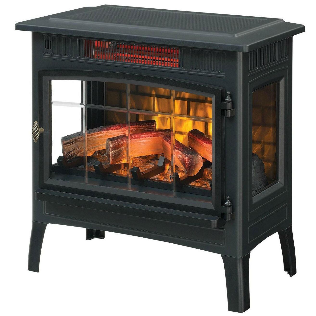 Black Infrared Quartz Electric Fireplace Stove Heater - FurniFindUSA