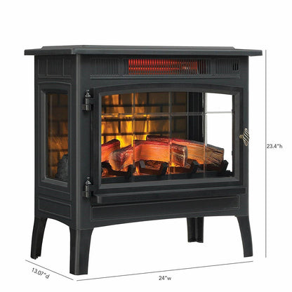 Black Infrared Quartz Electric Fireplace Stove Heater - FurniFindUSA