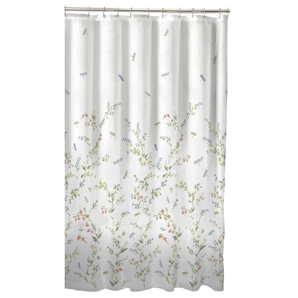 Floral Dragonfly Polyester Machine Washable Shower Curtain - FurniFindUSA