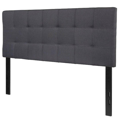 Full size Dark Grey Fabric Linen Upholstered Panel Headboard - FurniFindUSA